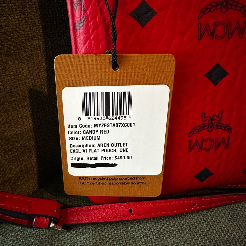 NEW Authentic MCM Crossbody Pouch in Visetos CANDY RED - Dustbag + Tags + COA - Picture 7 of 9